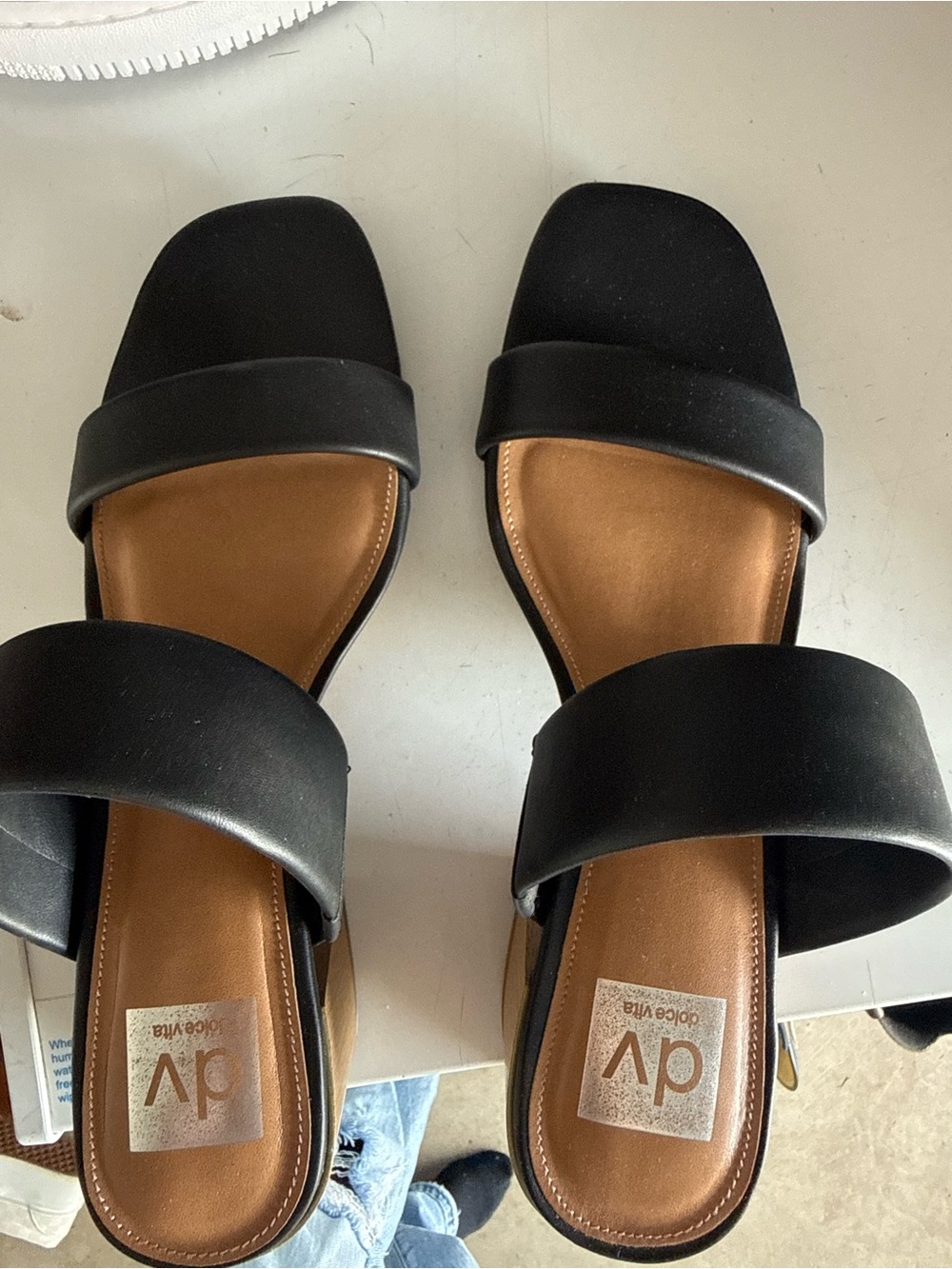 Dolce Vita Black Slide Sandals with Tan Insole